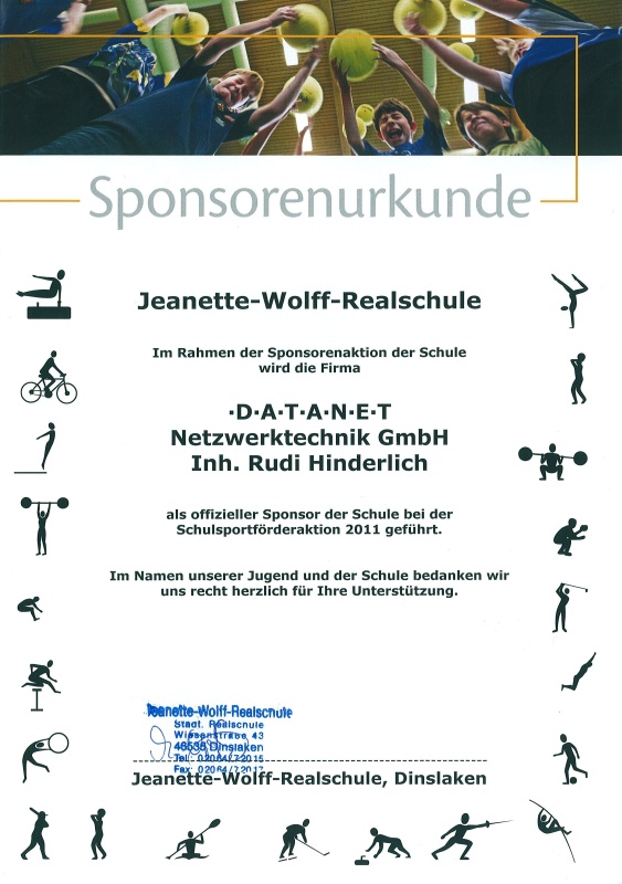 Sponsoren-Urkunde Jeanette-Wolff-Realschule
