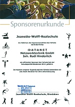 Sponsoren-Urkunde Jeanette-Wolff-Realschule